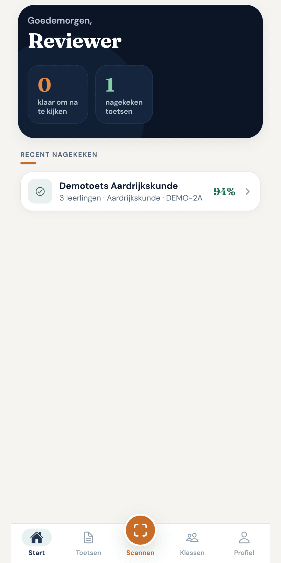 Startscherm van Corrigo op een Android-telefoon